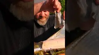 Salting and baking fresh trout fish in a tandoor. #cooking #troutfish #asmr