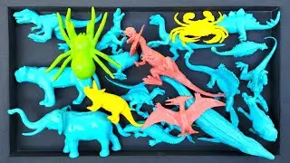 🔴Cleaning Up Muddy Toys: T-rex, Mozasaurus, Giganotosaurus, Timetrodon, Velociraptor