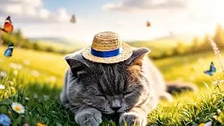 藍貓的呼嚕午睡 A Sunny Nap with a Purring Blue Cat
