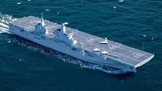 Китайский эсминец Type 076 Sichuan развернул беспилотник Type C Loyal Wingman с возможностью ката...