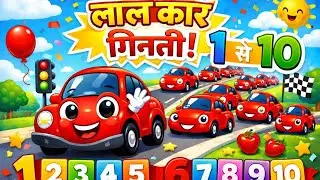 लाल कार गिनती | Red Car Counting 1&ndash;10 | Counting Song for Kids