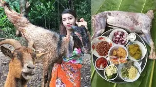 Primitive Technology: Survival skill cooking curry Goat recipe | Wilderness Technology