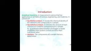 Introduction to the Analytical CHEMISTRY