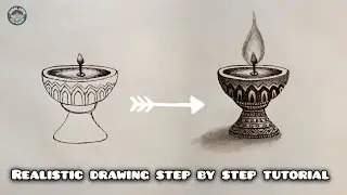 Realistic Diya Drawing Using Black Pen & Pencil | Step by Step Shading Tutorial | Jugal Arts