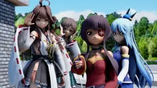 【MMD R-18】金剛，比叡，アクア，メグミン で『劣等上等』