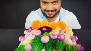 EATING RAW FRESH VEGGIE PLATTER | VEGETABLE EATING SHOW | HEALTHY F...