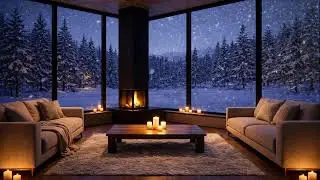 LIVE Silent Winter Cabin  Fireplace Glow & Snow Sounds for Instant Relaxation