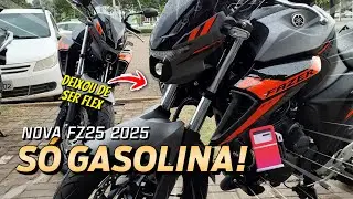 NOVA FZ25 2025 agora s&oacute; aceita GASOLINA ⛽ Isso vai dar problema? #nandoangelo #motovlog