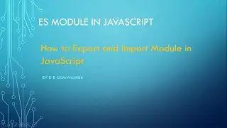 ES Module-Export and Import JavaScript Modules