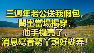 結婚三週年老公送我奢侈品包，富二代閨蜜一眼識破是高仿，當晚他手機亮了，消息寫著：窮丫頭果然好糊弄，發送人備註是親愛的姐姐！ #假包羞辱 #真相揭穿 #婚姻欺騙