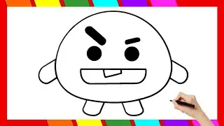 Menggambar BT21 Shooky - Suga || Step by Step