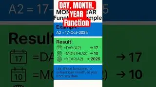 DAY, MONTH & YEAR Functions in Excel 📅 Extract Date Parts Easily | Excel Made Easy
