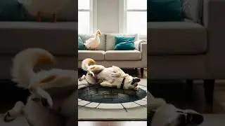 The dog is confused by the 3D image watch the hilarious reaction #dogs #funny #3dart