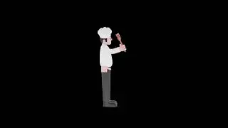 3D Cartoon Chef Character Turntable | Cook Holding Spatula