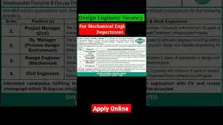 Design Engineer Job for Mechanical Engineering Department || Email Your CV at ENVIRO ||