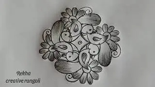 Latest peacock rangoli (7*1) | simple mayil kolam | birds rangoli @rekhacreativerangoli