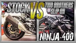 Kawasaki Ninja 400 Two Brothers Slip On VS. Stock Exhaust Sound Comparison | Sportbike Track Gear