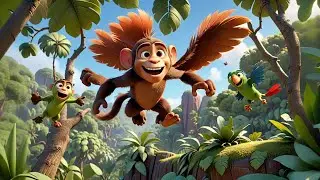 Momo the Monkey Swings at Noon | Jungle Animal Song for Kids | Fun Preschool Rhymes and Baby Songs