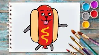 How to draw a cartoon hot dog | #easydrawing