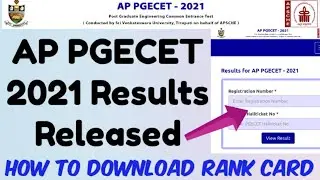 AP PGECET 2021 Results Released//How to Download AP PGECET 2021 Rank Card in Telugu