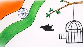 Easy Republic Day Drawing | Indian Flag Drawing with Ashoka Chakra | 26 January Drawing