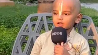 hare Krishna | lord Krishna Devotee 3 year's old boy interview #harekrishna #brindhavanam #cutebaby