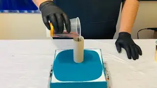 Картонный цилиндр с металлическим эффектом! Маленький холст! Один свист и ВАУ! Жидкое искусство