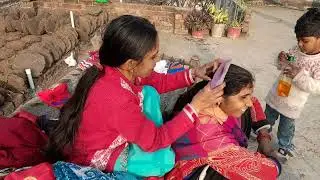 Pooja hair combing in long hair / nitpicking in long hair new