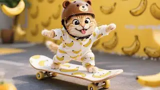 🐱 The Story Chubby Cat Mom Builds a Tiny Skateboard for Her Kitten 🛹  Baby Cat Vlog
