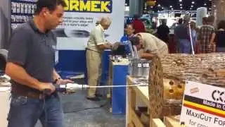 Colt MaxiCut Forstner bit deep drilling into end grain