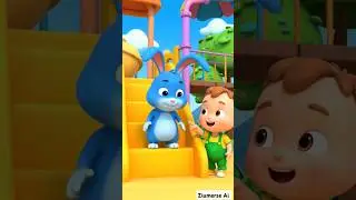 Baby and Bunny Slide Fun 😍 | Kids Learning Cartoon | Funny Baby Video #shorts