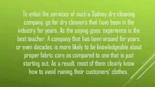 Tips on Choosing Sydney Dry Cleaning Companies