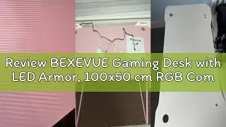 Review BEXEVUE Gaming Desk with LED Armor, 100x50 cm RGB Computer Desk with Carbon Fiber and Z Frame