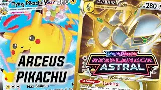 🎈VOLANDO CON PIKACHU! Arceus VSTAR + Flying Pikachu VMAX Deck - Cartas Pokemon GO Resplandor Astral