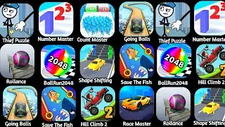 Thief Puzzle, Number Master, Going Balls,BallRun2048,Shape Shifting,Save The fish,Hill Climb 2