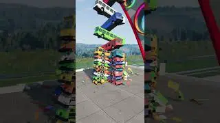 Mixed 🚌 Colourful Buses Rainbow Falling #2