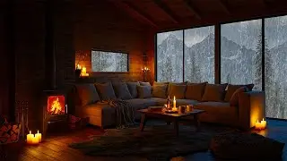 Serene Cozy Mountain Cabin Rain 🌧️🔥 Fireplace Sounds for Mindful Relaxation