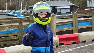 Racer on the track. Go Karting.Have a fun.