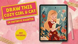 Cute storybook girl tutorial for infinite painter using only basic brushes