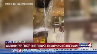 Winter freeze causes partial ceiling collapse at Norman hotel