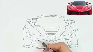 How to Draw Ferrari LaFerrari Front View | Realistic Pencil Car Drawing Tutorial