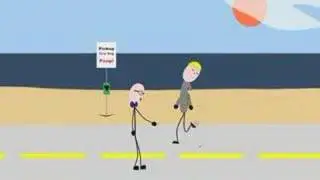 Stepping on dog poop at the beach
