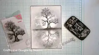 Mirror Stamping technique TRIPLE CHALLENGE! Create a card using only one color, one stamp, one die.