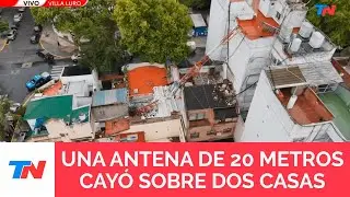 VILLA LURO I Los fuertes vientos del temporal voltearon una antena que estaba sobre un edificio