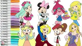 Coloring Book Compilation for Kids Disney Princess Star Butterfly Trolls Loud House DC Super Hero