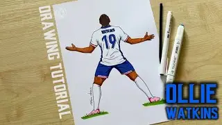 How to draw a soccer player Ollie Watkins / Aston Villa / UEFA Champions League