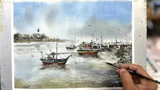 Watercolor Landscape Painting - DAMAN by nelson sinda 