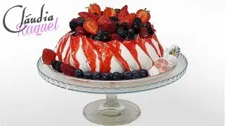 Pavlova de Frutos Silvestres com Molho de Framboesas #pavlova