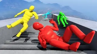 GTA 5 Active Ragdoll Dude Crazy Long Staircase Ragdolling and Jumping
