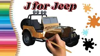 J for Jeep | How to draw Jeep car | magic pencil drawing | cartoon drawing with magic brush